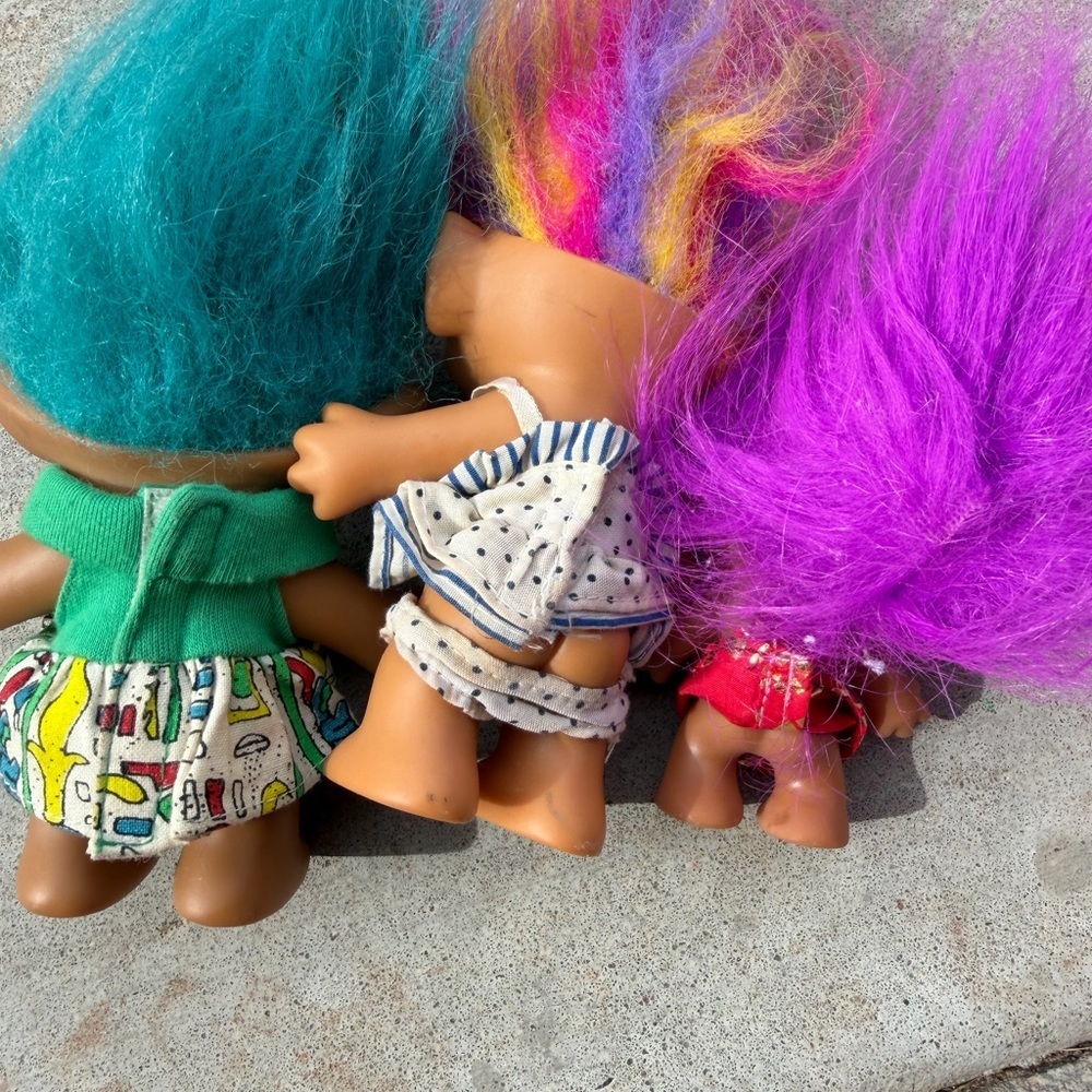 Vintage trolls lot of 3 rainbow stones blue - Picture 5 of 7
